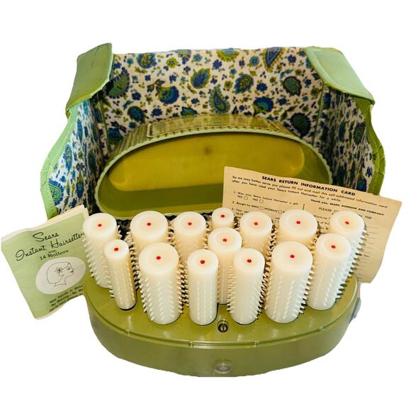 Vintage Sears Instant Hairsetter 14 Hot Rollers Carry Case Clean Multi Size Case - Picture 1 of 9